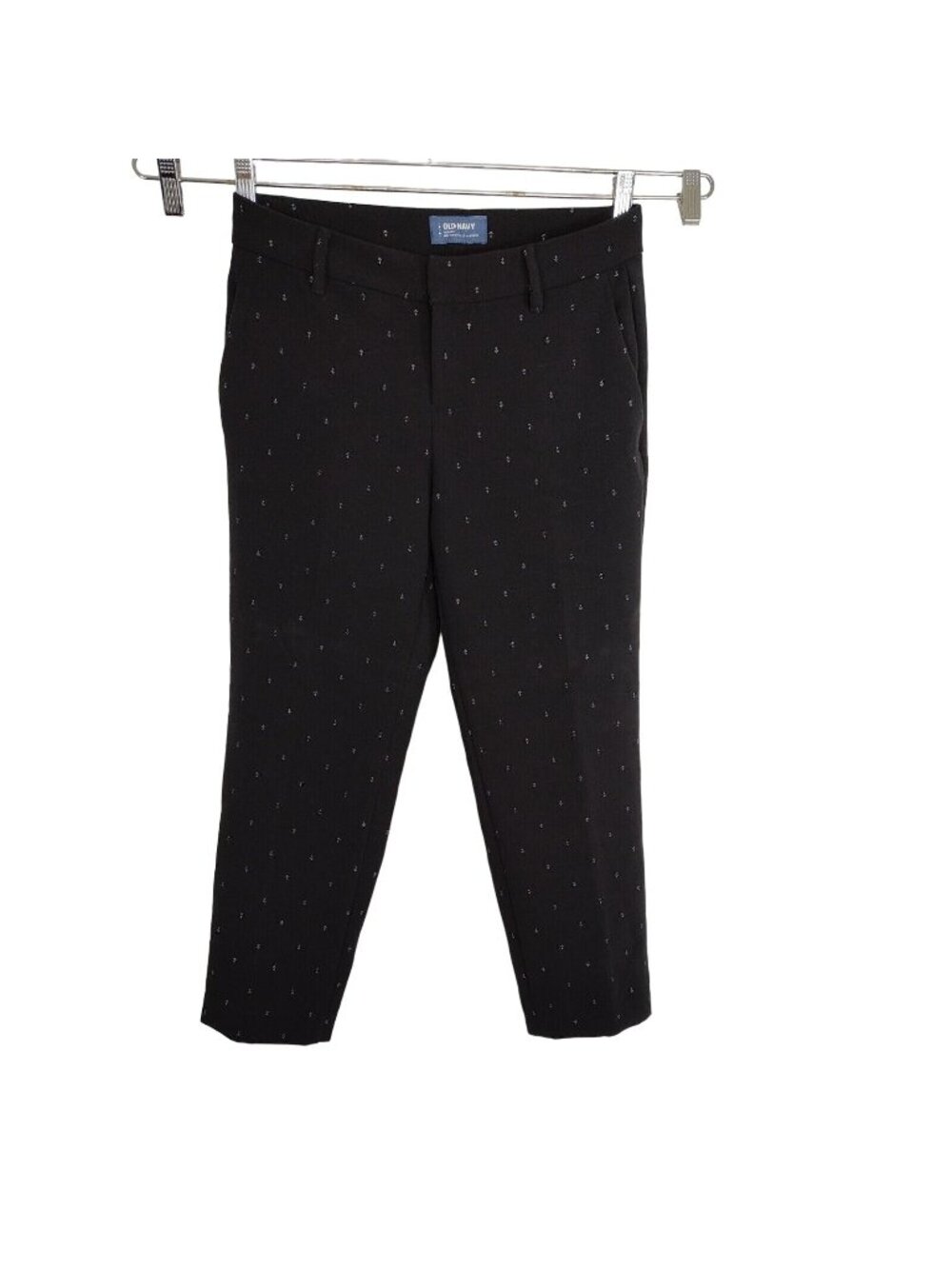 Old Navy Black Harper Mid-Rise Pants Ankle Crop Women Size 4 Nautical Anchor - Picture 1 of 9